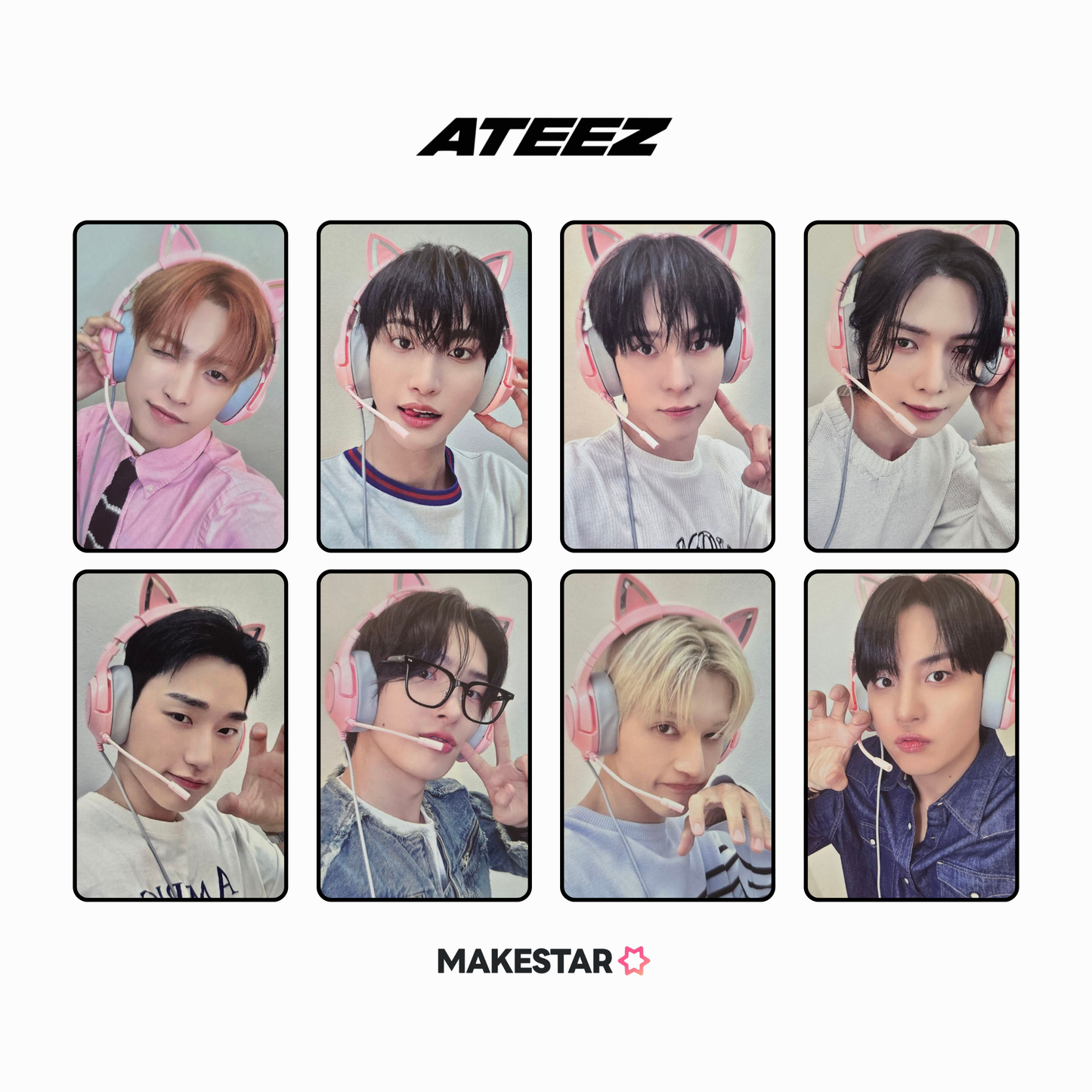 ATEEZ - MAKESTAR (GOLDEN HOUR : PART. 3 US/MEXICO LUCKY DRAW PINK CAT VER.) PHOTOCARD